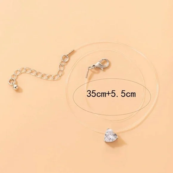 Cubic Zirconia Heart Charm Necklace - Picture 4 of 5